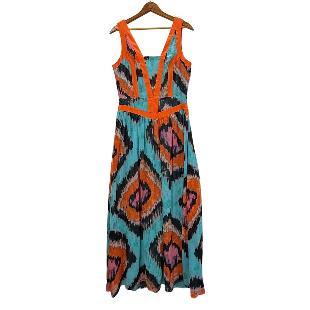 GB Maxi Dress Juniors Womens 9 Multicolor Ikat Print Sleeveless V-Neck Boho